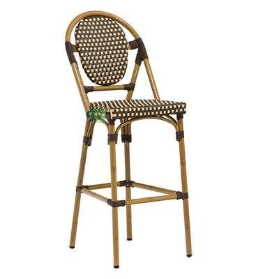 Tabourets de bar extérieurs en rotin parisien en aluminium