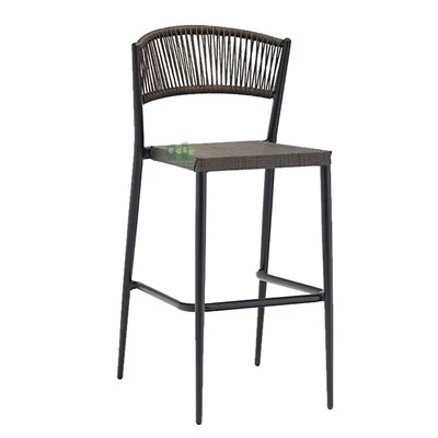 Tabourets de bar extérieurs en aluminium textilène de corde
